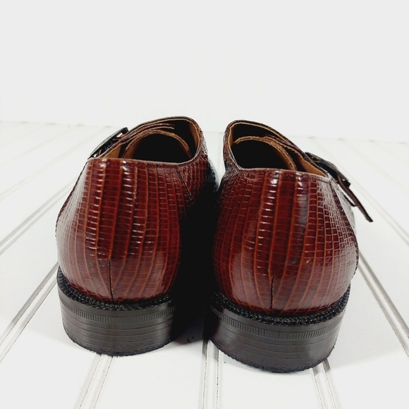 Stacy Adams Oxfords Snakeskin Leather Monk Strap Brown F806 main image 12